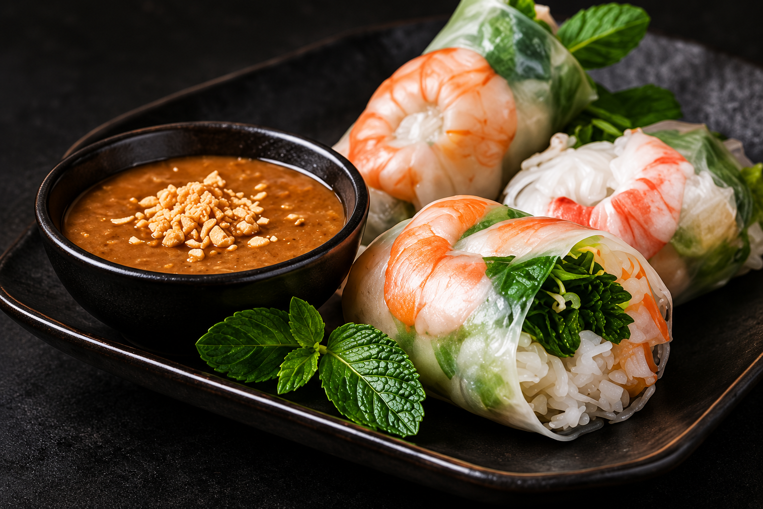 Summer rolls with shrimp and dipping sauce